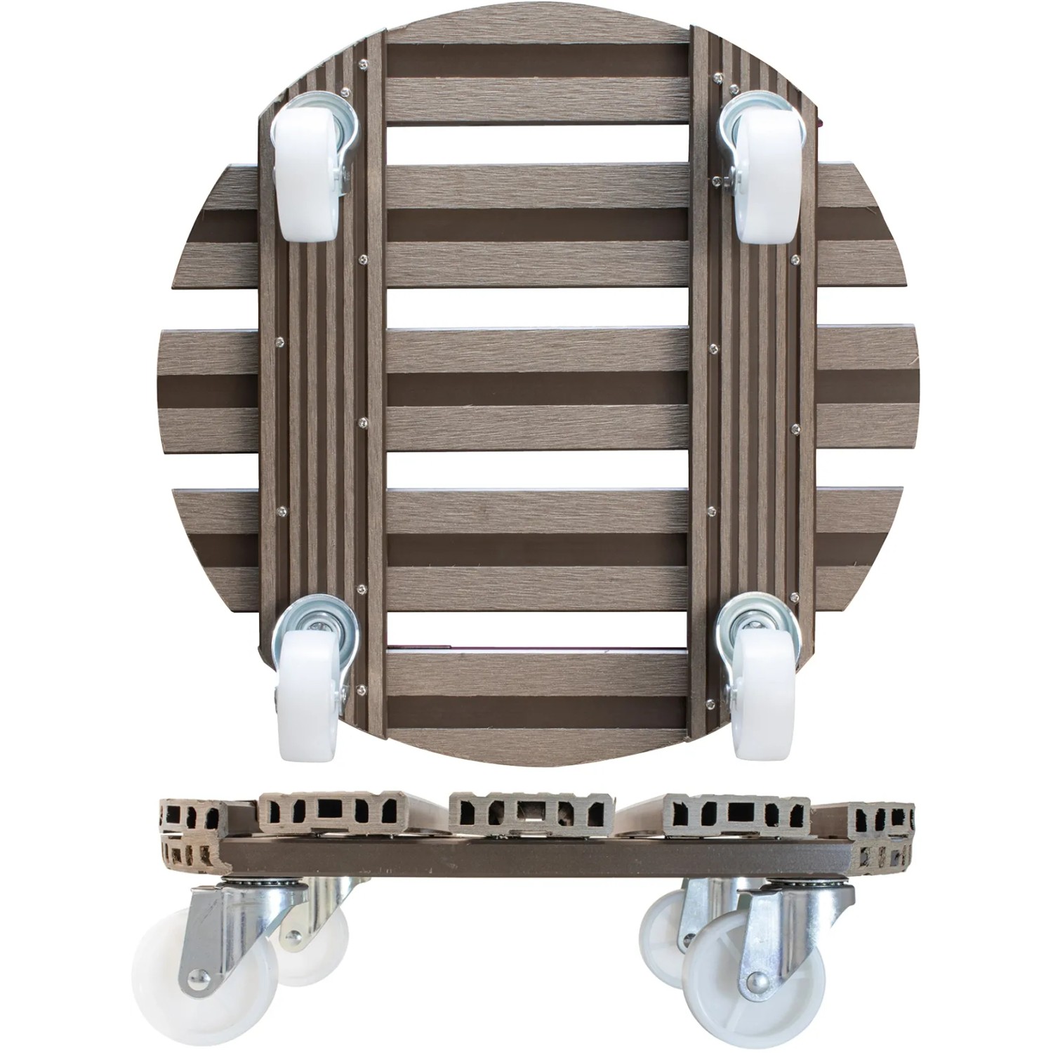 Wagner WPC Pflanzenroller, Ø 38,5 cm, taupe, mit Rollen für den Innen- und Außenbereich.