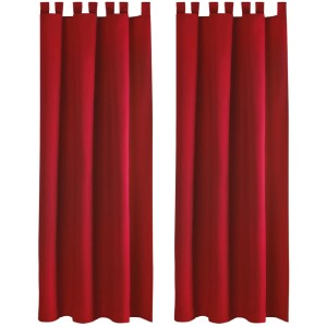 2er Set rote Dekoschals Ellen mit Schlaufe, Raffhalter und Haken, 140x225 cm. Blickdichte Fenstervorhänge.