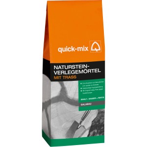 Quick-Mix Naturstein-Verlegemörtel mit Trass, 10 kg Sack für Natursteine und -platten.