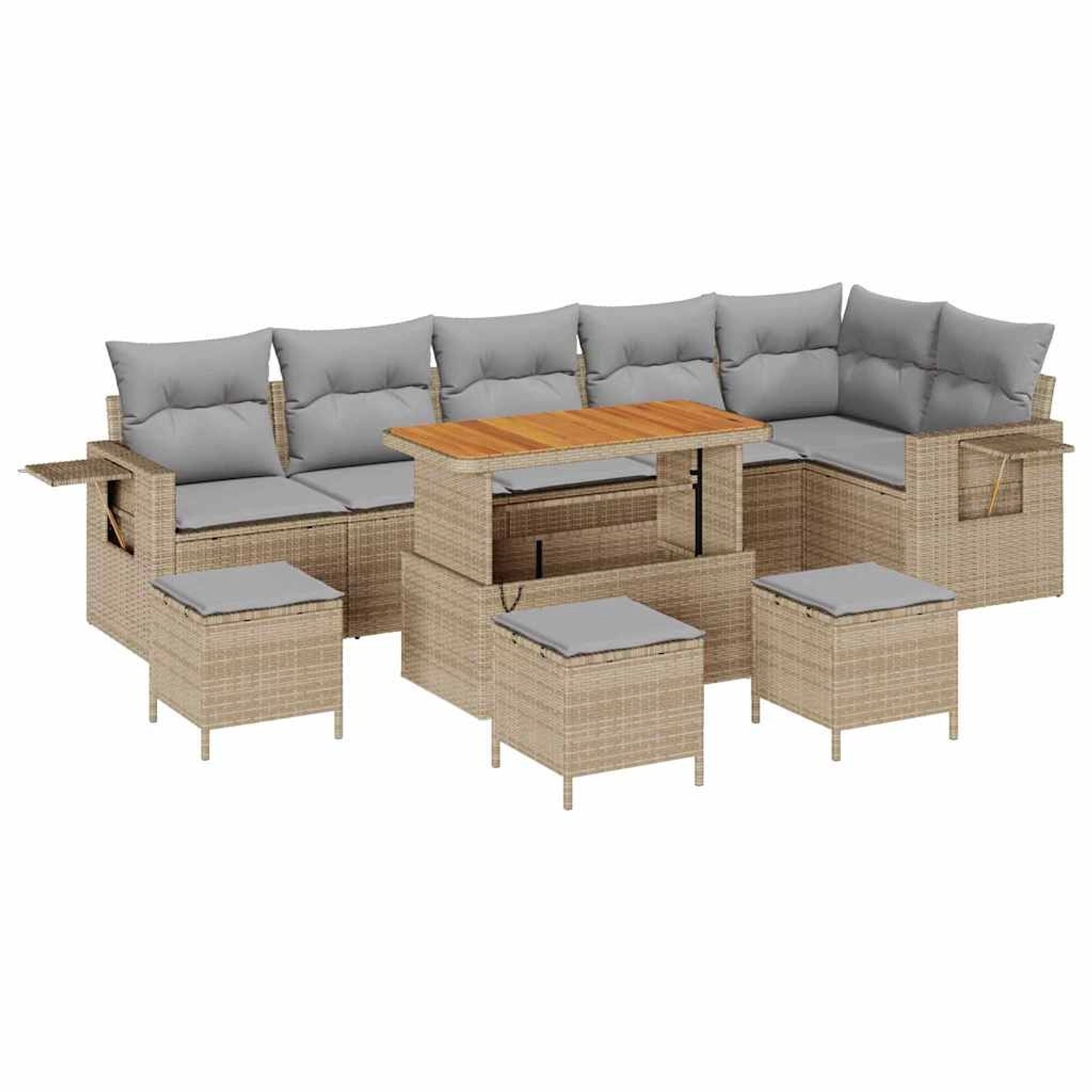 vidaXL 10-Teiliges Garten Sofa Set mit Kissen Beige Poly Rattan Akazie 3361 günstig online kaufen
