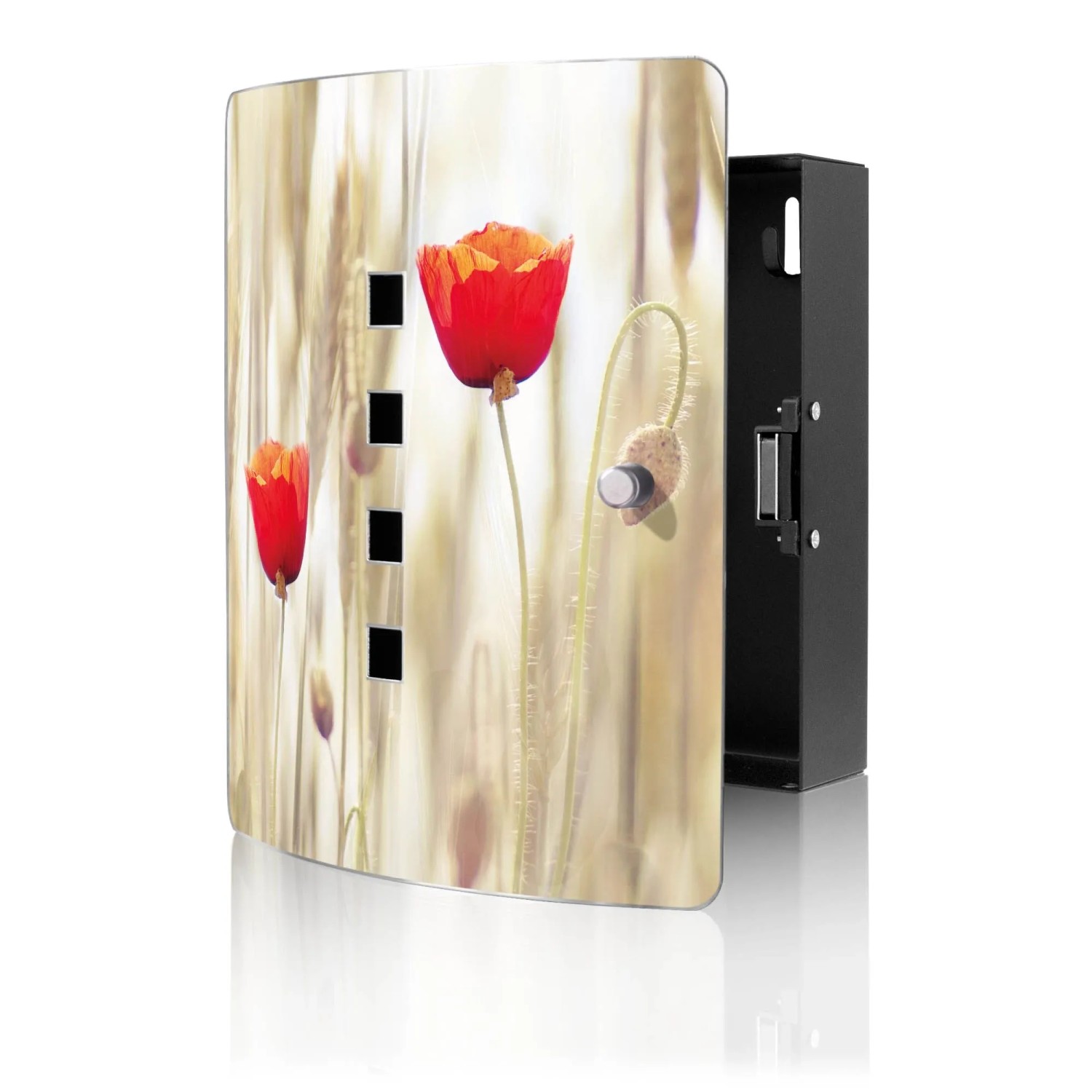 Banjado Design Schlüsselkasten Aus Edelstahl Für 10 Schlüssel 24x21,5x7cm Mit Magnetverschluss Motiv Klatschmohn