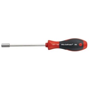 Wiha Magazinbithalter Schraubendreher mit rot-schwarzem SoftFinish Griff und Stahlschaft.