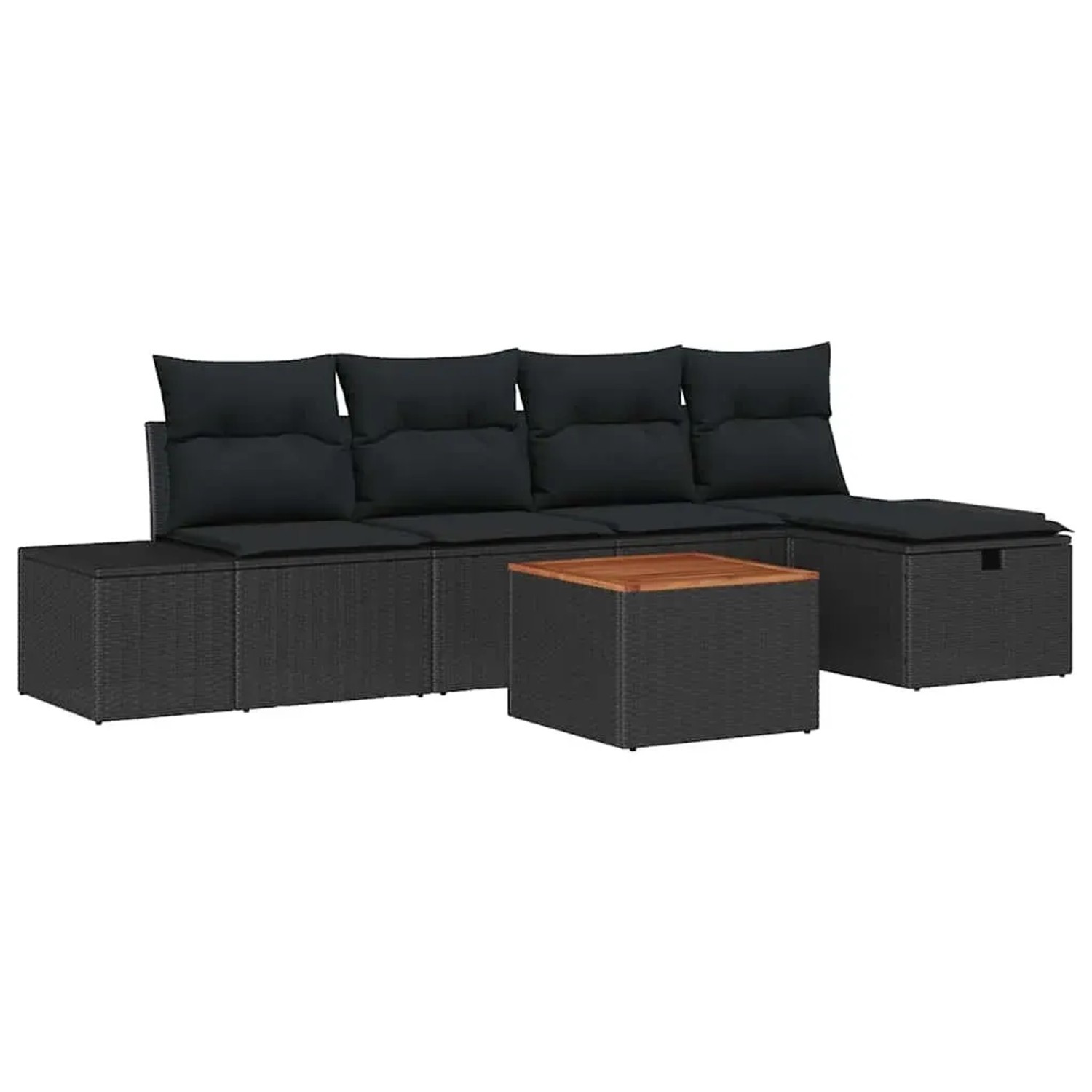 vidaXL Garten-Sofa-Set mit Kissen 6-Tlg Schwarz Poly Rattan 3360922 günstig online kaufen