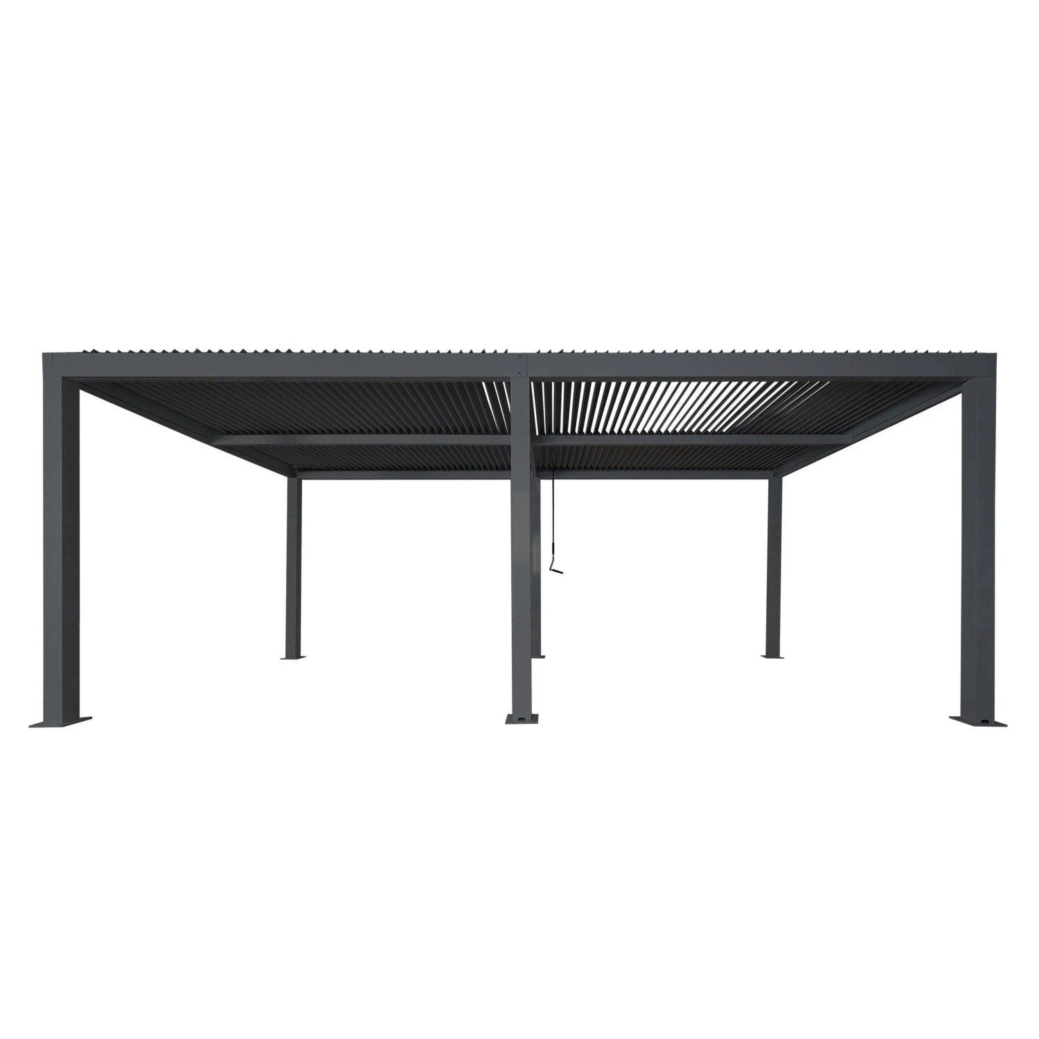 BERLINLODGE Pergola HxBxT 220x600x300cm Gartenpavillon Lamellen-Pavillon Anthrazit 10cm-Aluminium-Gestell Regenrinne Sturmfest