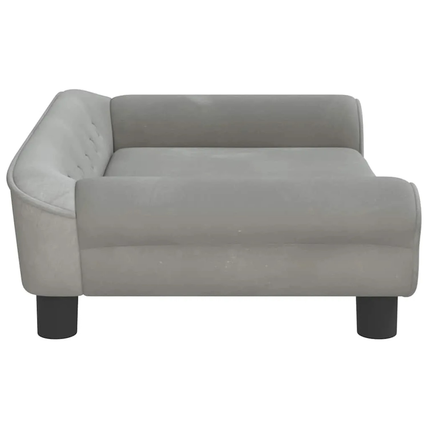 Hellgraues vidaXL Hundebett aus Samt, 70x48x22 cm. Gemütliches Hundesofa mit gepolsterten Seiten.