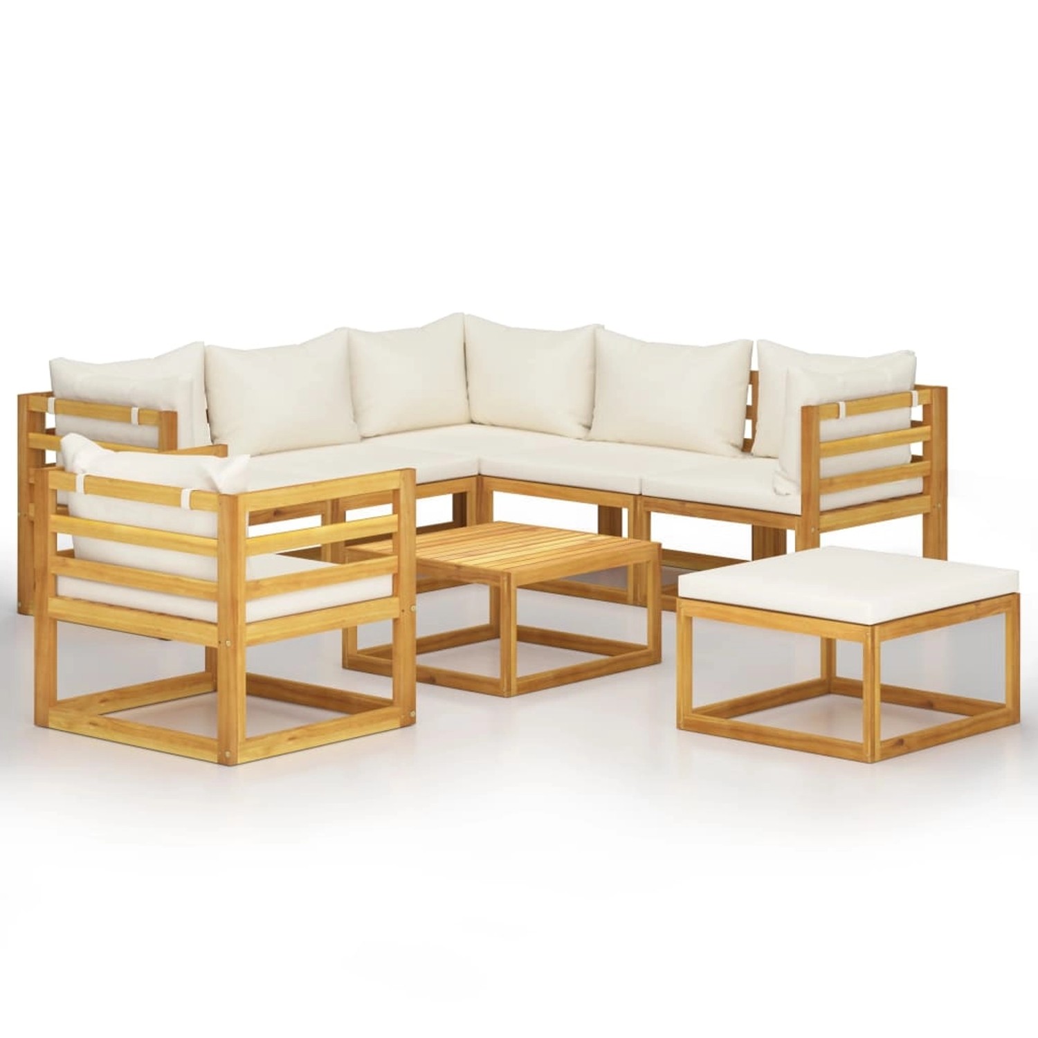 vidaXL 8-tlg Garten-Lounge-Set mit Auflagen Creme Massivholz Akazie Modell 1