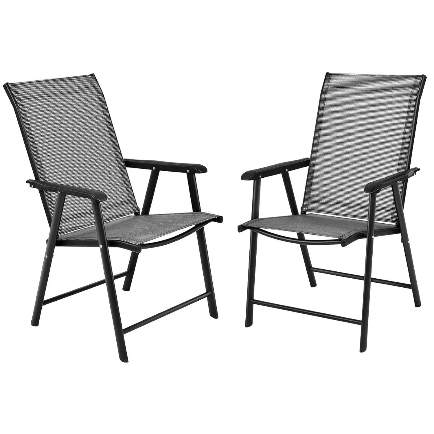 Costway 2er Set Gartenstühle Hochlehner Klappbar Grau günstig online kaufen