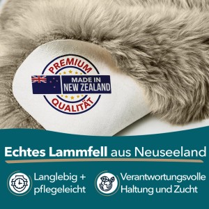 KARAT Schaffell Audrey in Dark Beige: Premium Lammfell aus Neuseeland mit Qualitäts-Siegel.