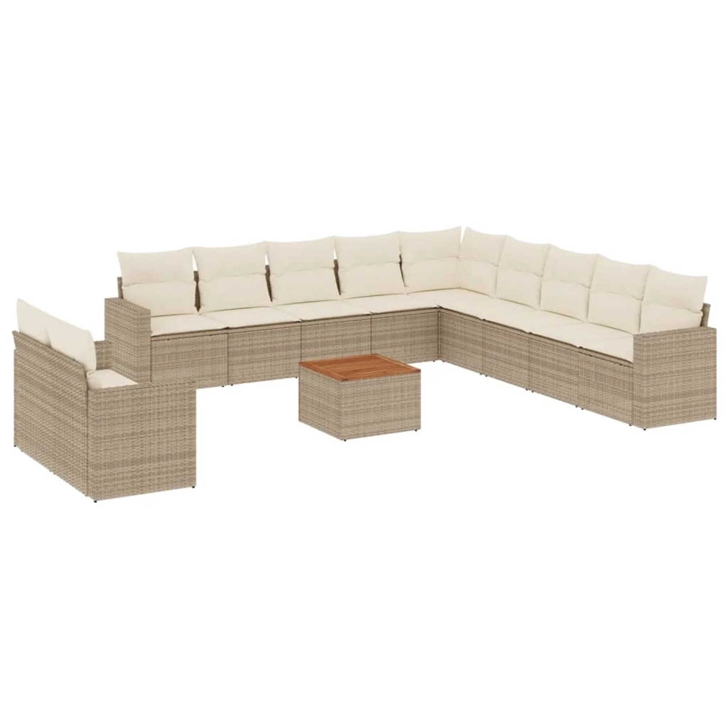 vidaXL 12-Tlg Garten-Sofagarnitur mit Kissen Beige Poly Rattan 3256534 günstig online kaufen