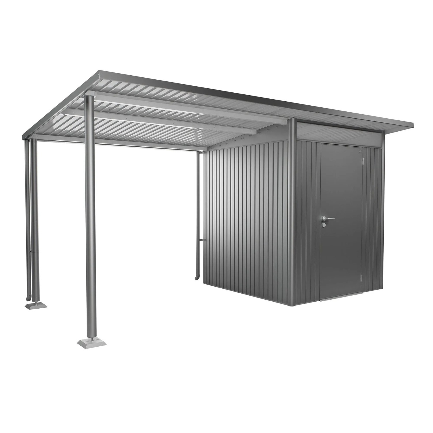 Biohort Seitendach für AvantGarde Gerätehaus A1/A5, Gr. L, Quarzgrau-Metallic. Zusätzlicher Stauraum, integrierte Entwässerung.