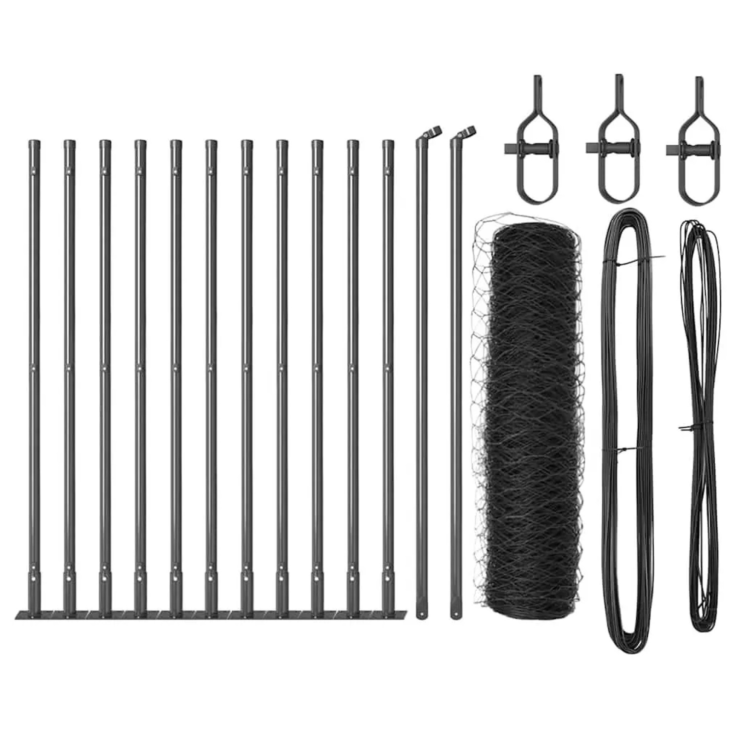 vidaXL Zaunpfosten Grau 25 x 0,4 m 36 mm Maschen Stahl und PVC 3353643 günstig online kaufen