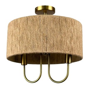 Relaxdays Deckenlampe Papierseil Eisen Natur Bronze 2-flammig 35 cm x 35 cm 1,2 kg