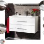 Fackelmann Waschtisch B.clever 60 cm Esche mit 2 Schubladen und Gussmarmor Waschbecken.