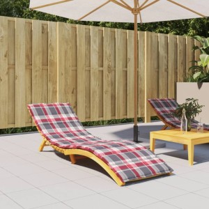 Rot karierte Sonnenliegen Auflage 200x50 cm aus Oxford-Gewebe für bequeme Gartenmöbel.