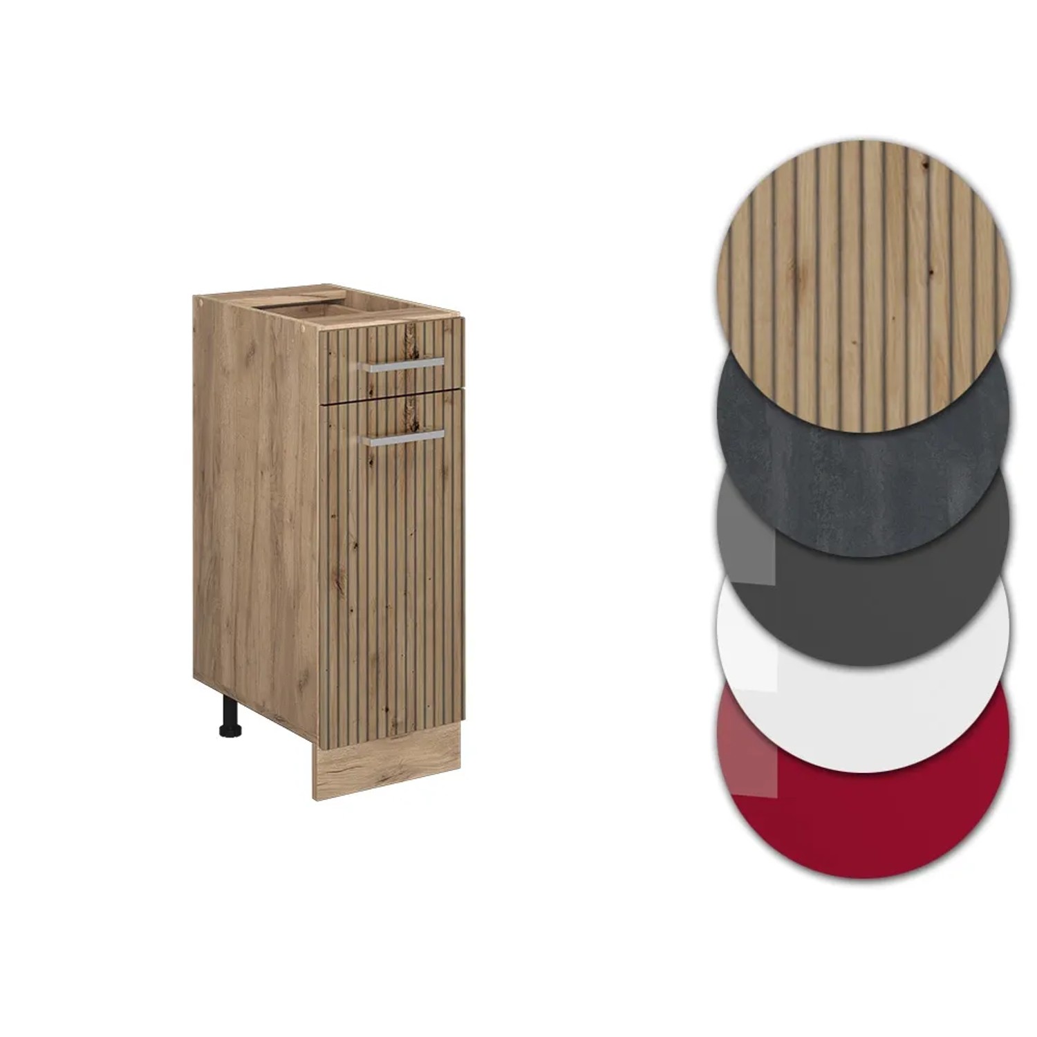 Vicco Küchenunterschrank R-Line, 30 cm, Artisan-Eiche/Goldkraft Eiche, mit Farbauswahl.