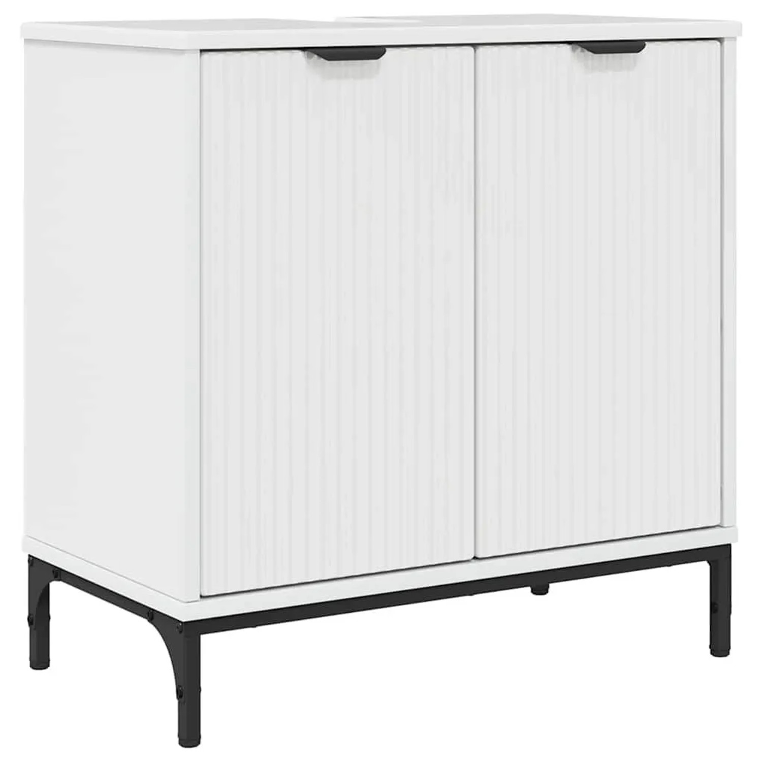 vidaXL Badezimmer Waschbecken Schrank mit Speicher Hochglanz-Weiß 883418