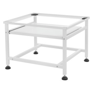 Weißes ML-Design Waschmaschinen-Untergestell mit Auszug und Ablage, 62,5x53,5x45 cm.