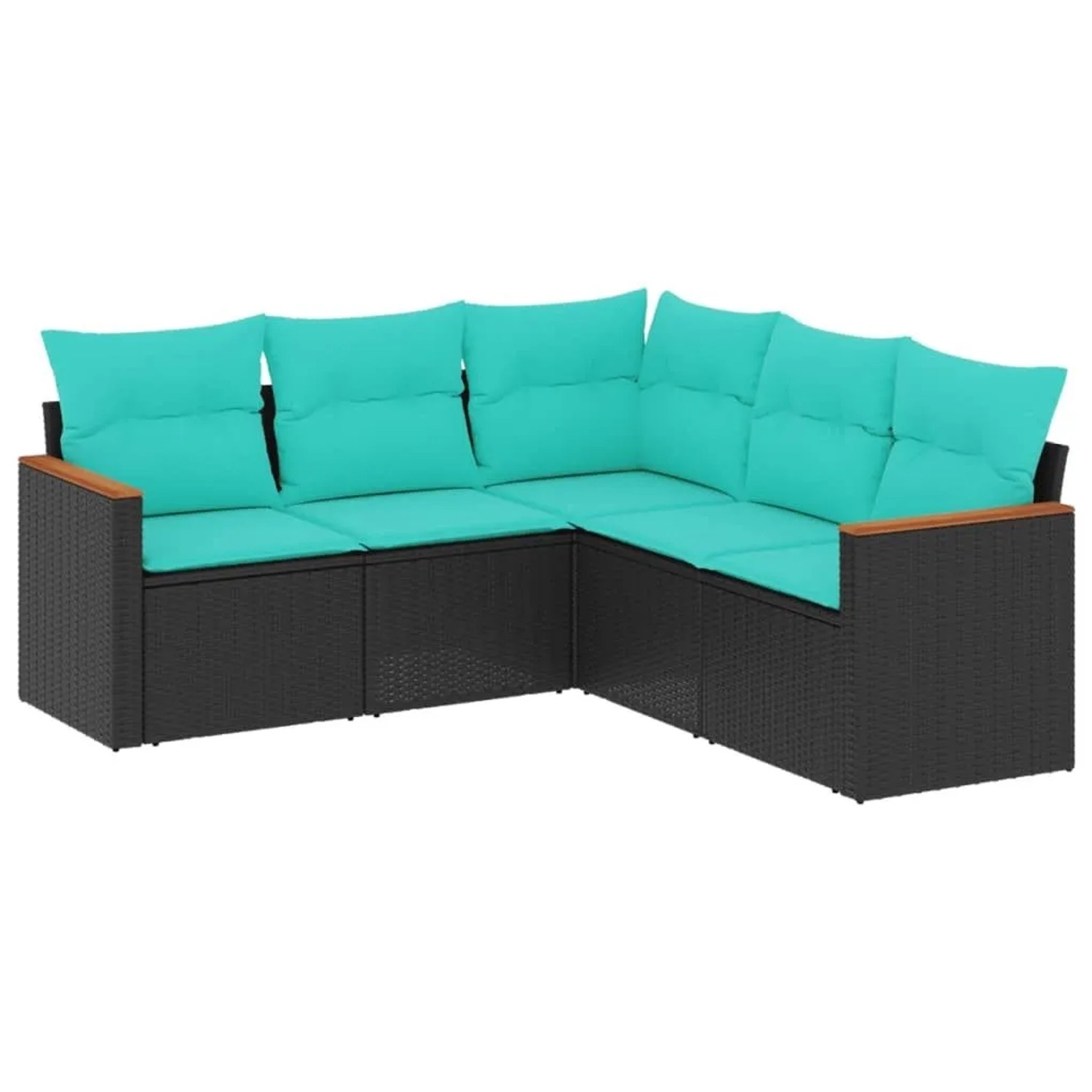 vidaXL 5-Tlg Gartensofa-Set mit Kissen Schwarz Polyrattan 3225959 günstig online kaufen