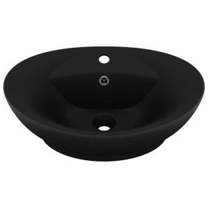 vidaXL Luxus-Waschbecken Überlauf Matt Schwarz 58,5x39cm Keramik 146942