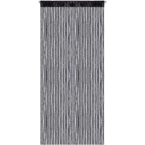 Schwarzer Arsvita Fadenvorhang mit Lurex und Universalband, 140x250 cm. Gardine in Metall Optik.
