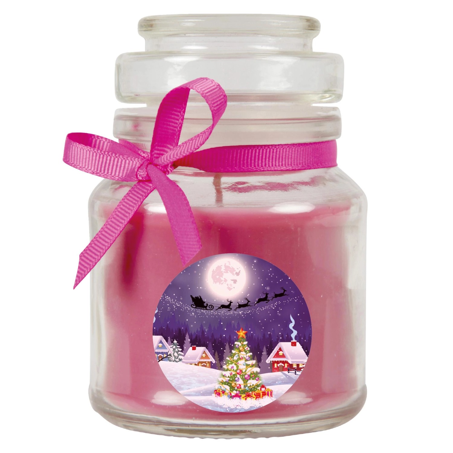 HS Candle Duftkerze & Glas Weihnachten Lila Bonbon 30h