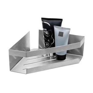 Schöner Wohnen Eckablage Meleto, Edelstahl, matt, mit zwei Tuben. Bad-Accessoire für die Dusche.