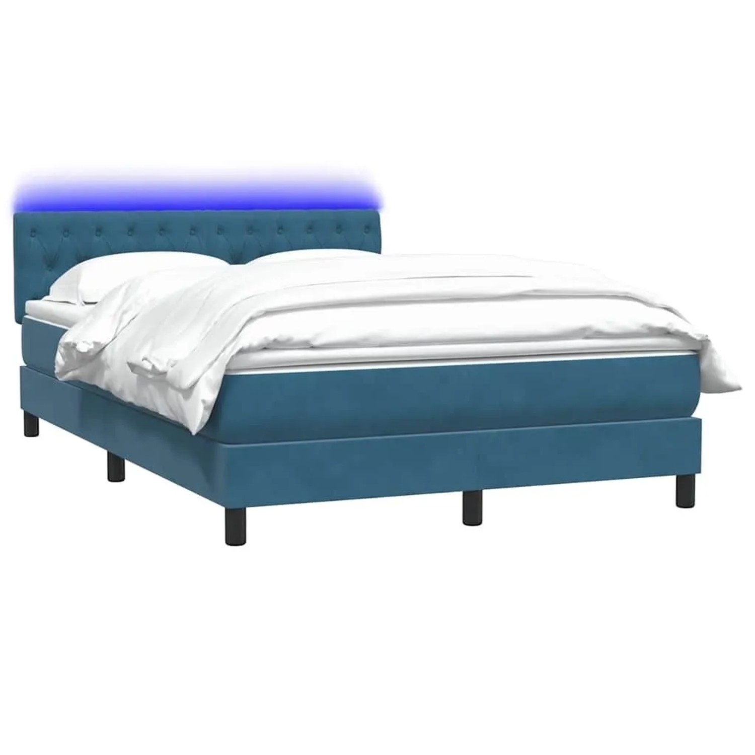 vidaXL Boxspringbett mit Matratze & LED Dunkelblau 160x210 cm Samt 3317179 günstig online kaufen