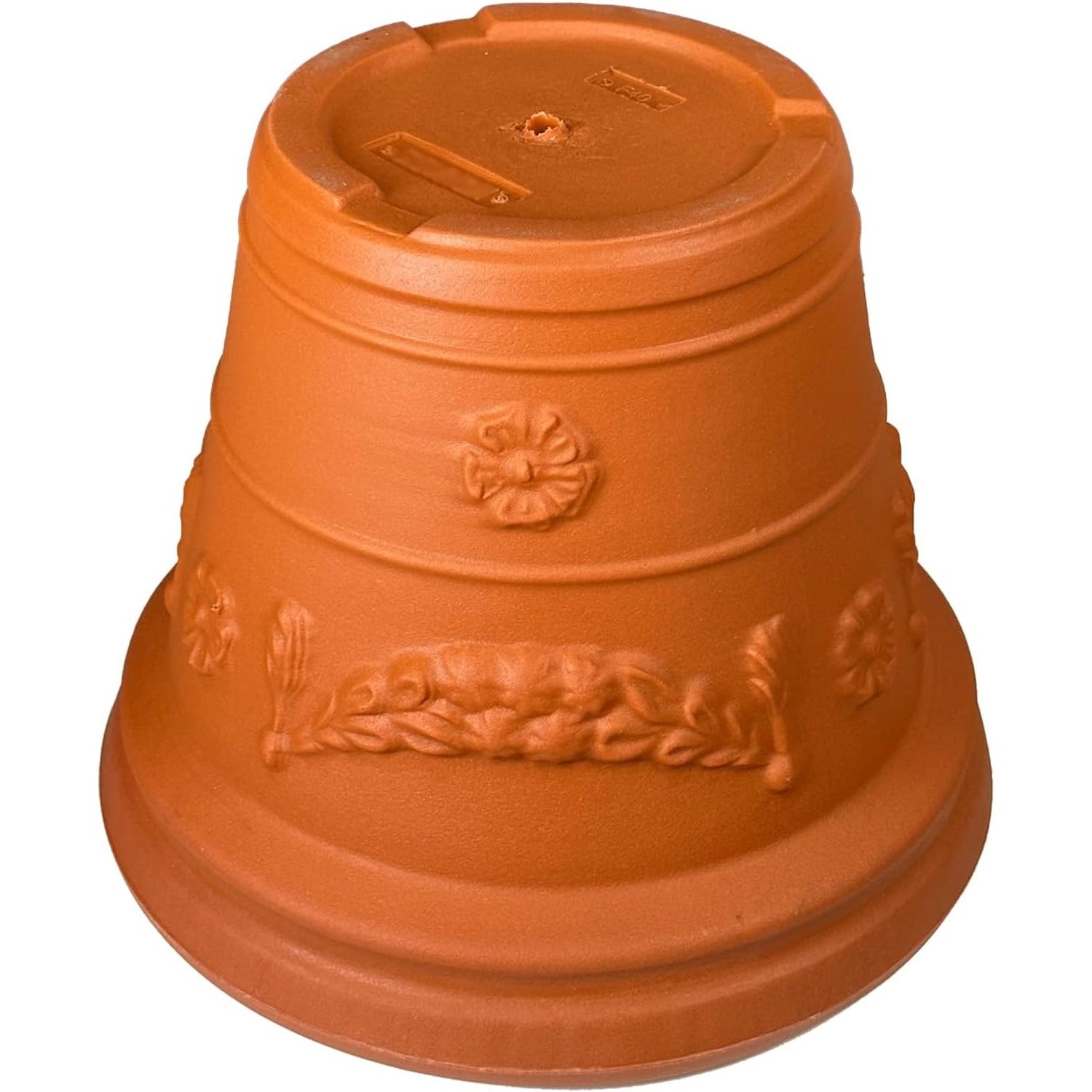 Terrakottafarbener Mein-Pflanztopf Rom Pflanztopf 2XL mit mediterranem Dekor.