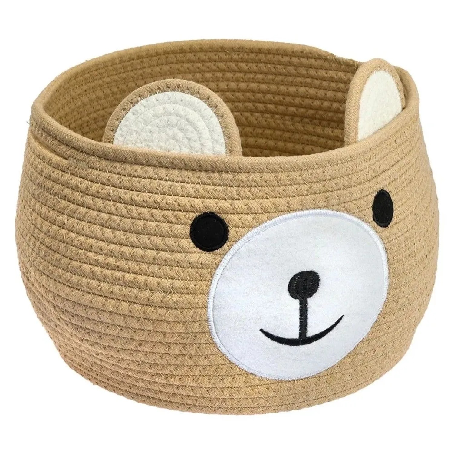 HMF 39021-30CM-28 Aufbewahrungskorb Versteckten Griffen Korb Kinderzimmer Baumwolle Bär 30 x 24 cm Honig