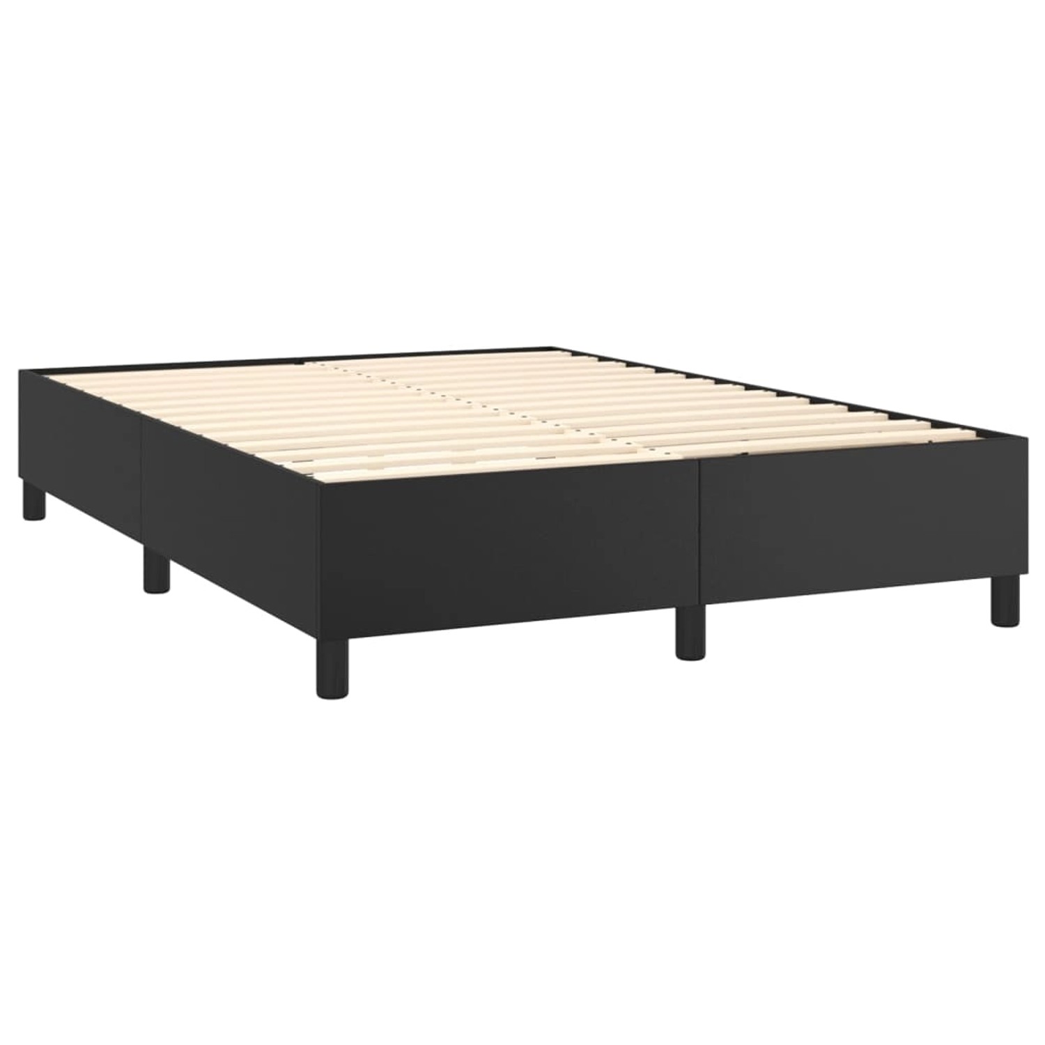 Schwarzes vidaXL Boxspringbett 140x190 cm mit Lattenrost, ohne Matratze.