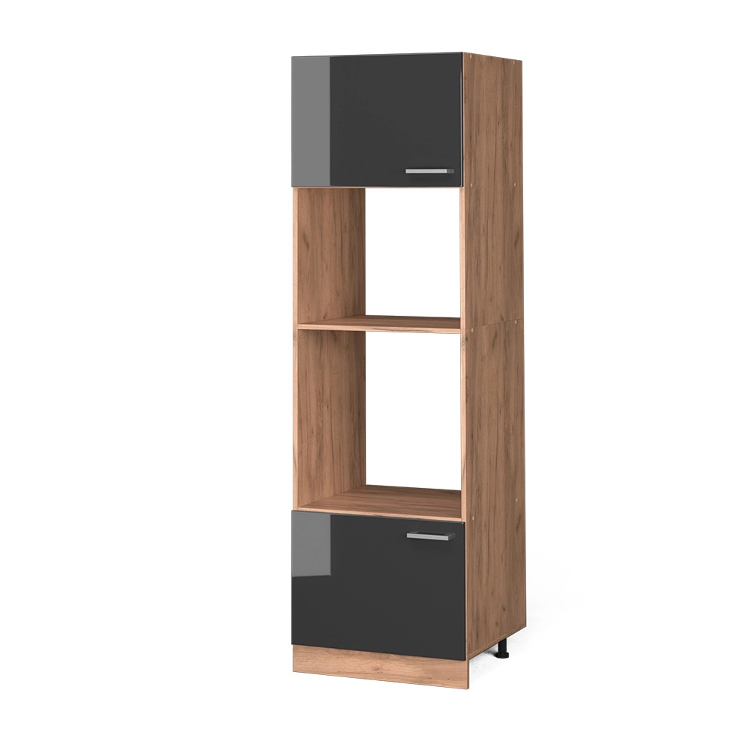 Vicco Mikrowellenschrank R-Line Anthrazit Hochglanz/Goldkraft Eiche 60 cm