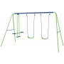 Outsunny Schaukelgestell mit 2 Schaukeln und Wippe, grün/blau, für Kinder