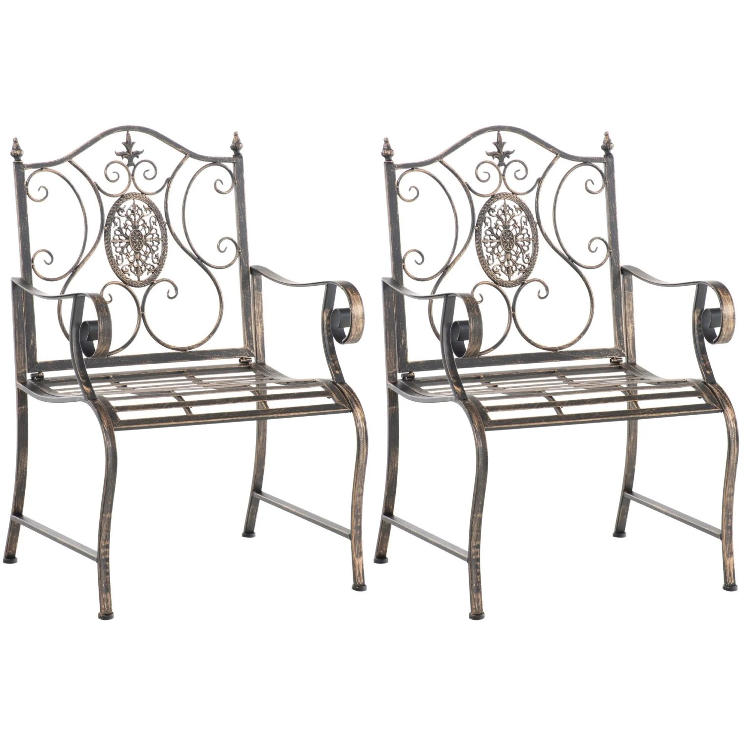 DELUKE 2er Set Gartenstühle AUSTIN Metall Bronze 62x53x94cm Balkonstuhl Terrasse Garten