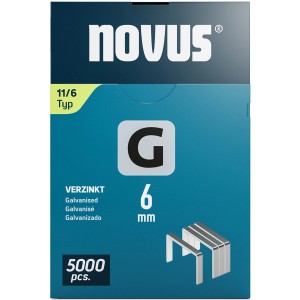 Novus Flachdrahtklammern G 11, 6 mm, 5000 Stück, verzinkt, für Tacker.