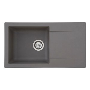 Respekta Einbauspüle Mineralite Denver, 78x44 cm, Betongrau. Granitspüle mit Abtropffläche.