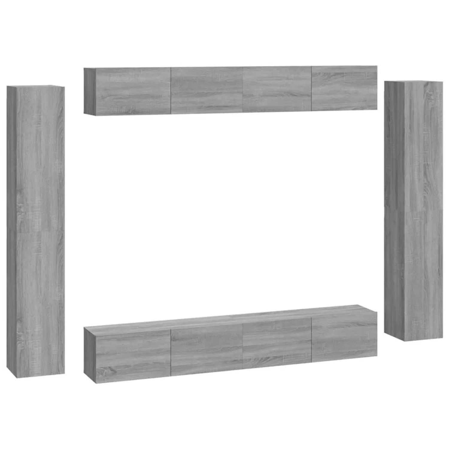 vidaXL 8 Tlg TV-Schrank-Set Grau Sonoma Holzwerkstoff 3114300