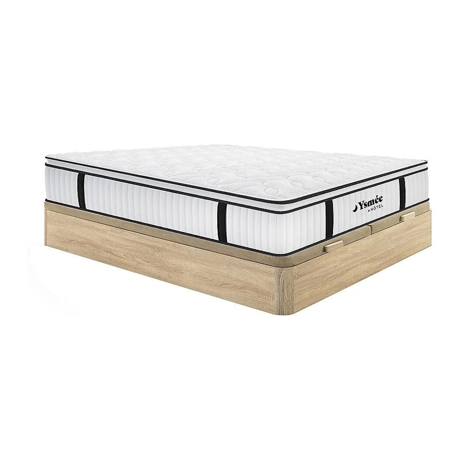 Vente-unique Matratze Und Bettgestell Mit Lattenrost Und Bettkasten Delice Naturfarben Hell 200 cm