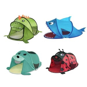 Mojawo Pop Up Strandmuscheln: 4 Designs (Krokodil, Hai, Seehund, Marienkäfer) für Kinder, UV 50+ Sonnenschutz.