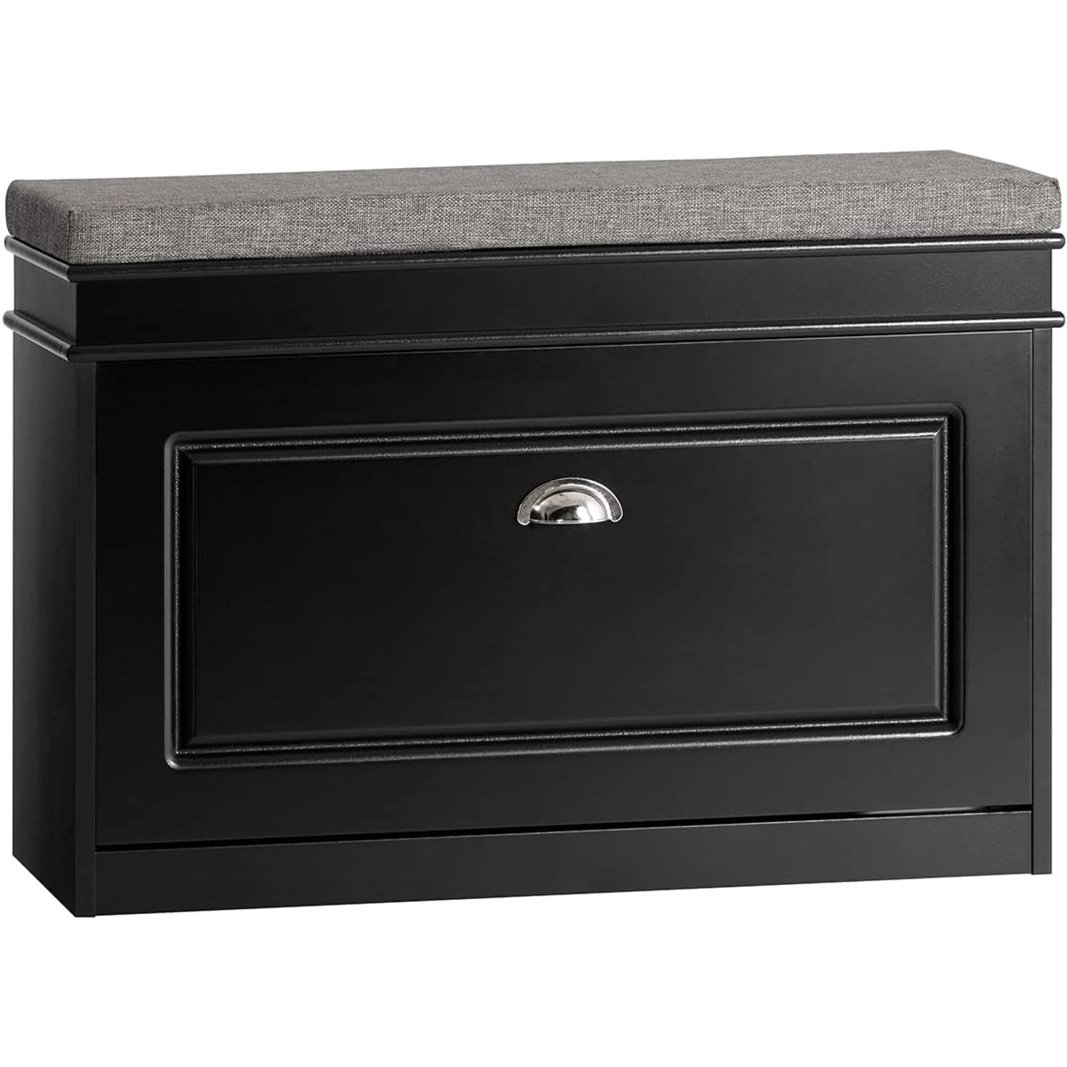 SoBuy Schuhkipper mit Sitzkissen und Klappe MDF Schwarz FSR82-L-SCH günstig online kaufen