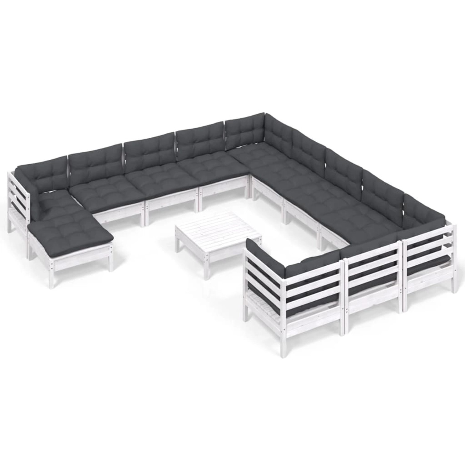 vidaXL 13-Tlg Garten-Lounge-Set mit Kissen Weiß Kiefernholz 3097074 günstig online kaufen