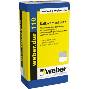 Sack weber.dur 110 Kalkzementputz, 30 kg, für Innen- und Außenbereich.