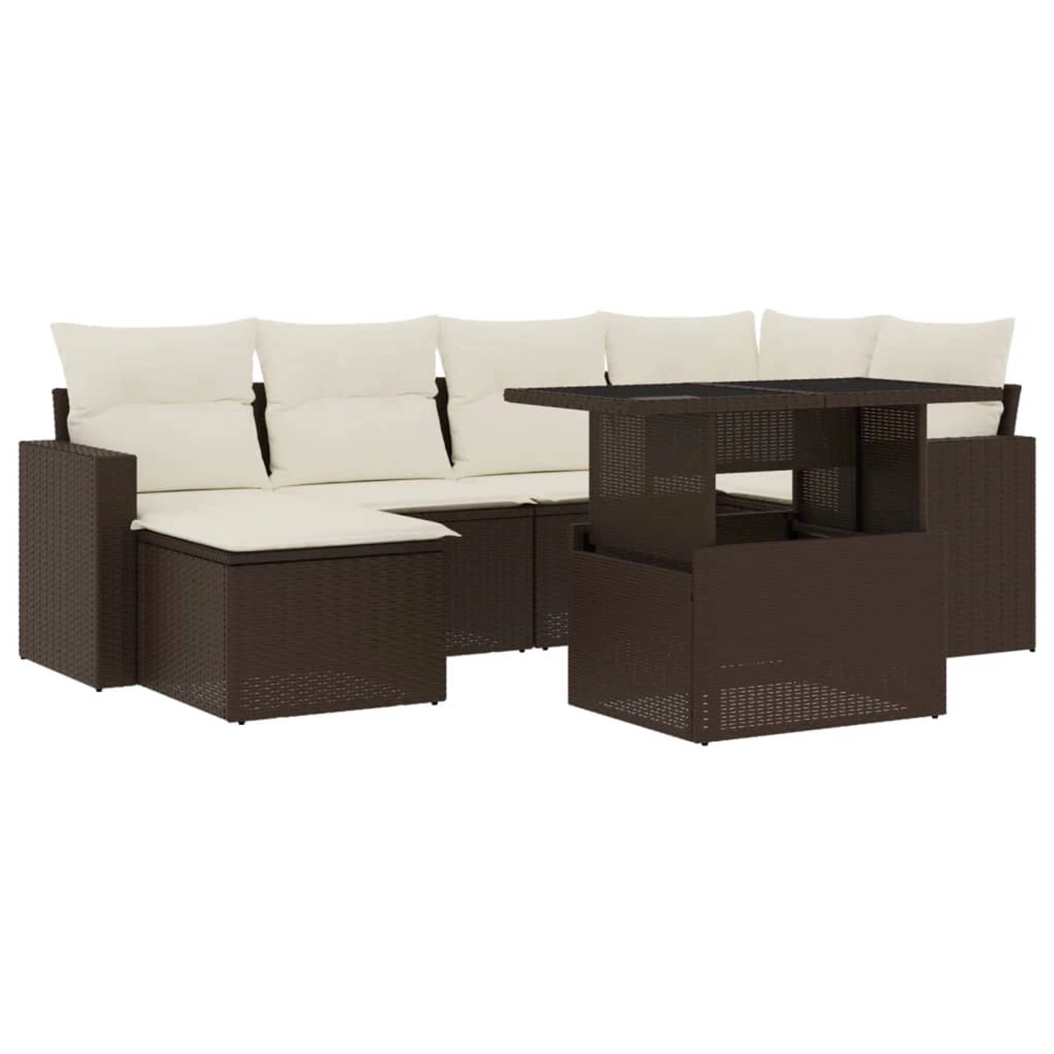 vidaXL 7-Tlg Garten-Sofagarnitur mit Kissen Braun Poly Rattan 3267423 günstig online kaufen