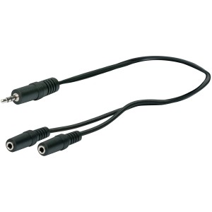 Schwaiger Audio Adapterkabel, 3,5 mm Klinke auf 2x 3,5 mm Klinkenbuchse, 20 cm, schwarz.