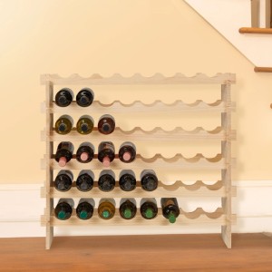 Relaxdays Weinregal Kiefernholz Natur Stapelbar Erweiterbar 73 cm x 82 cm x 25 cm 4,7 kg