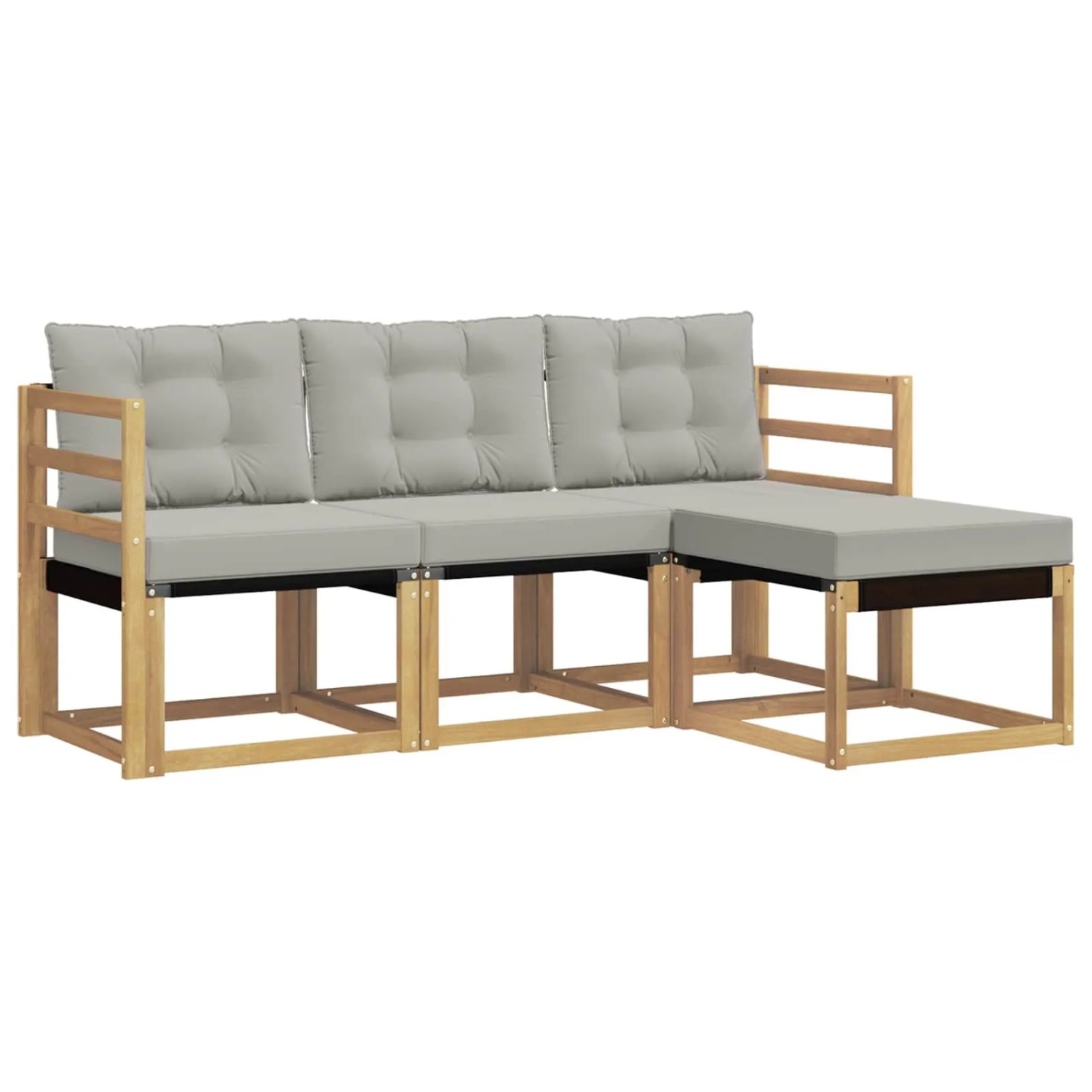 vidaXL Outdoor-Sofagarnitur mit Kissen 4-Tlg Weiß und Hellgrau 3389345