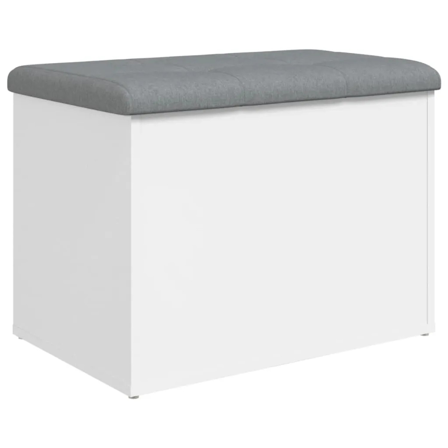 Weiße vidaXL Sitzbank mit grauem Polster und Stauraum, Möbel für Flur oder Wohnzimmer.