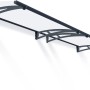 Graues Palram Canopia Vordach Aquila 3 x 0,9 m mit klarer Abdeckung für den Eingangsbereich.