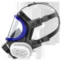Dräger X-plore 5500 Lackiererset mit A2P3 Filtern, Vollmaske in Schwarz-Weiß mit blauem Rahmen.