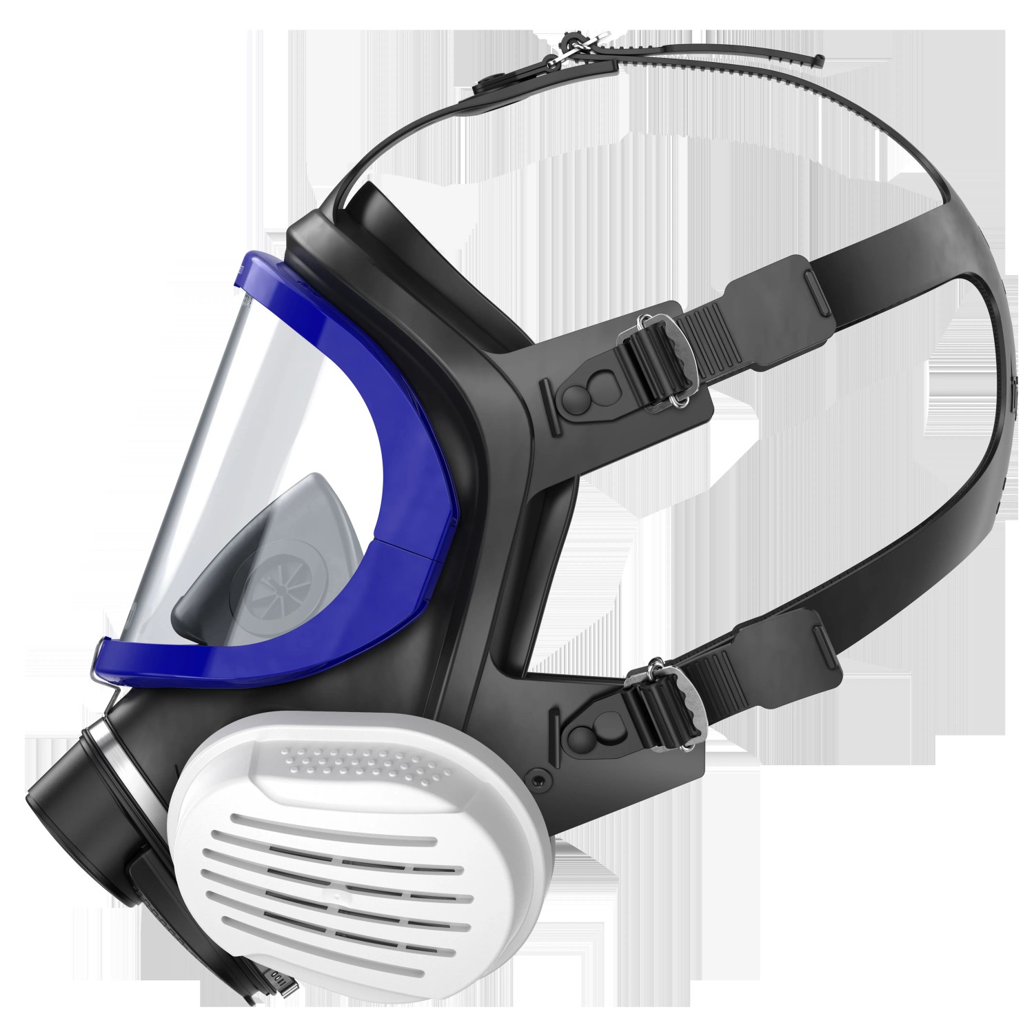 Dräger X-plore 5500 Lackiererset mit A2P3 Filtern, Vollmaske in Schwarz-Weiß mit blauem Rahmen.