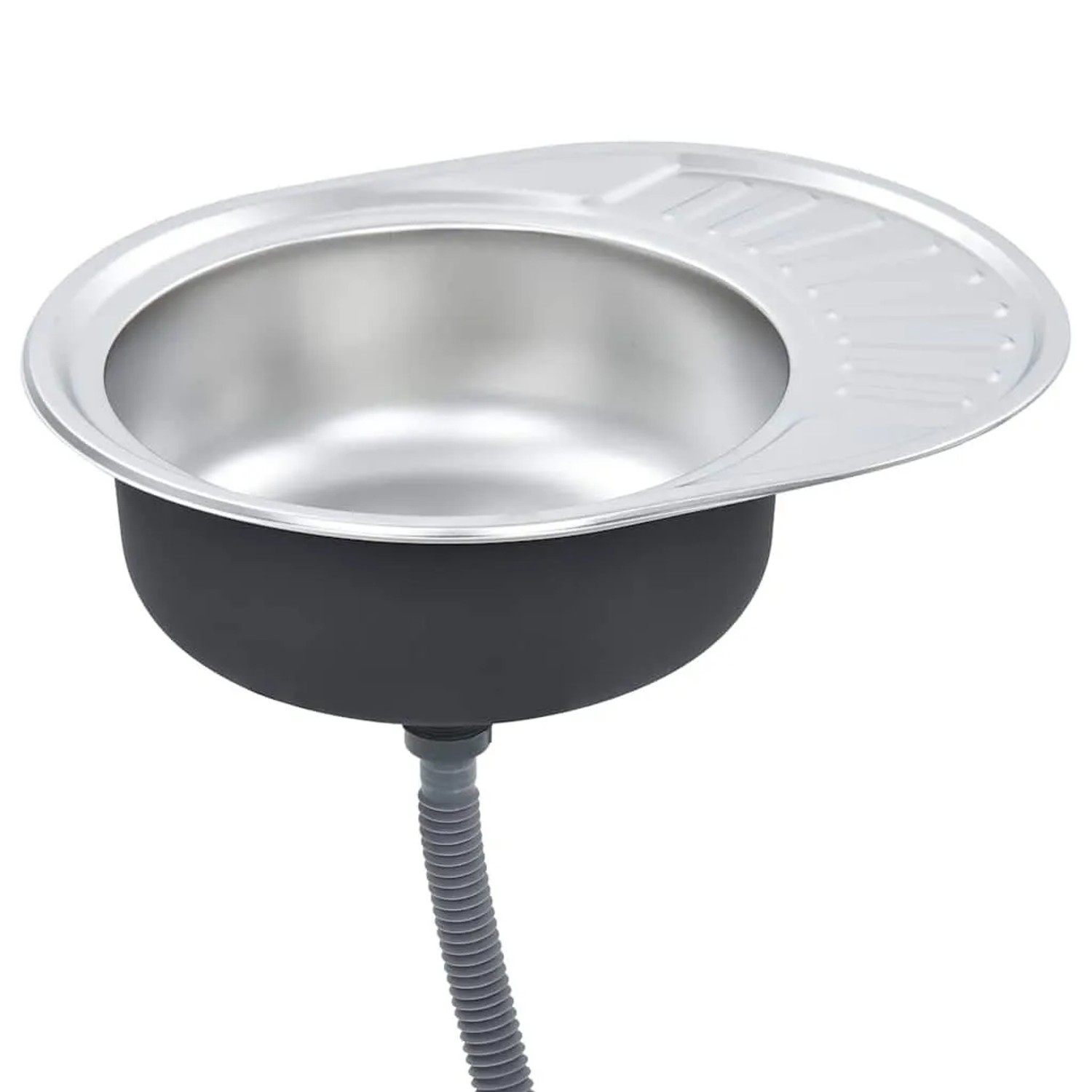 vidaXL Einbauspüle mit Sieb und Siphon Oval Edelstahl 145072